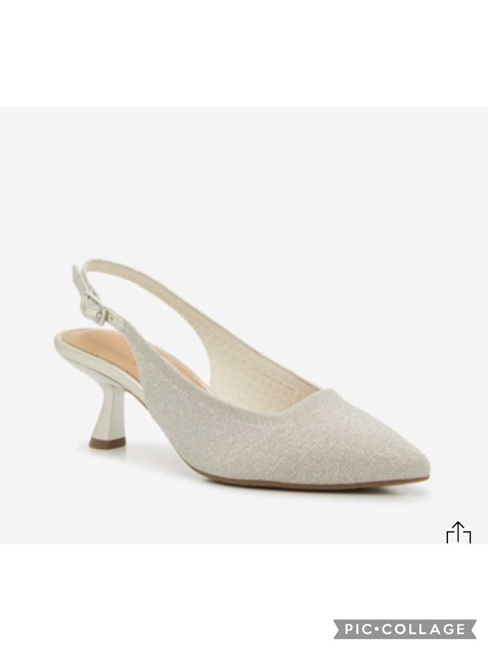 Kelly & Katie Zaria Silver Shimmer Slingback Pointed Toe Kitten Heels 8.5